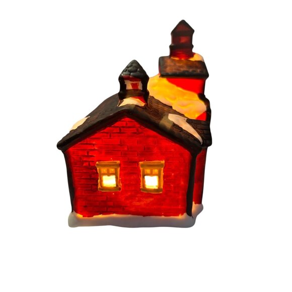 Hand Painted Illuminated Ceramic Firehouse Christmas Village Decor Liberty Bell - Picture 5 of 8